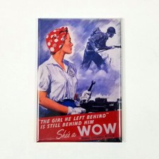 Nevera - Armario - Caja de herramientas imán 2x3 pulgadas | Segunda Guerra Mundial Segunda Guerra Mundial WOW mujeres trabajadoras de artillería Taquillas para trabajadores price