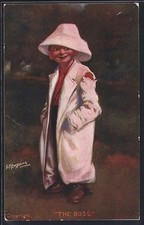 Signo postal de artista.: E. P. Kinsella: niño pequeño con abrigo blanco... Abrigo de niño price
