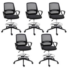 Juego de 5 sillas de dibujante Vinsetto silla de oficina alta con altura ajustable Ejecutiva Muebles Set price