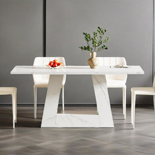 NUEVA Mesa de Comedor Imitación Mármol Mesa Rectangular Blanca Moderna Cocina Comedor Ejecutiva Muebles Set price
