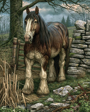 Impresión de arte de pared 8x10 marrón caballo de tiro por piedra - 678064259 Natural Stone Wall Arte price