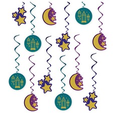 Decoraciones de remolino colgante de Eid y Ramadán - Luna, estrellas y linternas - Paquete de 12 Farol decorativo price