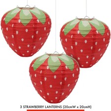 3 LINTERNAS DE FRESA Cumpleaños Hogar Jardín Fiesta Verano Papel Colgante Decoración Farol decorativo price
