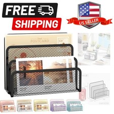 Organizador de Correo para Escritorio, Malla Metal Soporte de Correo Encimera con 3 Ranuras, Letra... Oficina Shelving price