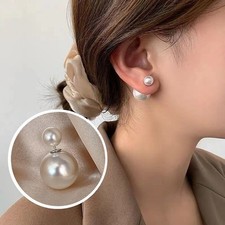 Simple Delicate Two-sided Imitation Pearl Ear Stud Earrings for Women Bijoux Pearl Pendientes price