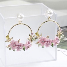Ear Personality Flower Stud Fashion Jewelry Pearl Earrings Women Temperament Pearl Pendientes price