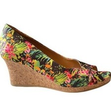 Dexflex Ditzy Floral Multi Confort Corcho Punta abierta Tacones de cuña 5 Tropical Femenino Wedge Heels price