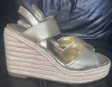 DAMAS TALLA UK 5 DORADO METALIZADO TIRAS ALPARGATA CUÑA TACONES LIPSY LONDRES Wedge Heels price