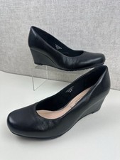 Tacones de cuña Comfort Plus negros de cuero para mujer UK 4 Wedge Heels price