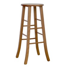 Taburete De Madera Con Asiento Redondo H 80 Cm Nogal Claro Pierna Curva Bar Pub Bar Taburete price