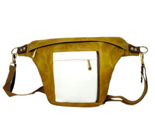 Mujer Cuero Trasero Riñonera Caqui Dorado Cremallera Bolso Hip Fanny Pack SPORTS Sports Bolso de mujer price