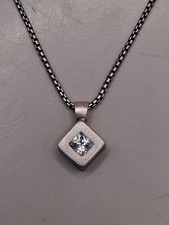 Collar de eslabones de cadena de caja colgante de cristal texturizado de plata de ley 16" Joyería Boxes price