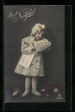Foto postal L.J. & F.F. Nº 4232 /4: Año Nuevo, niña en abrigo de invierno... Abrigo de niña price