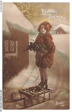 BAFP4-0336-ENFANTS - Feliz Año Nuevo - Postal Retrato De Niña Con Abrigo Abrigo de niña price