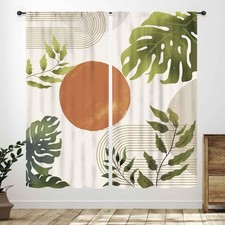 Cortinas de cocina verdes, plantas tropicales de mediados de siglo hojas de palma abstractas mínimas... Cocina Textil Set price