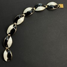 Pulsera Andresen & Scheinplug Noruega 925 Esterlina Negro Blanco Esmalte Hoja Plata Bracelet price
