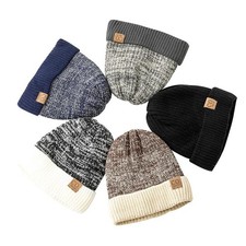New Unisex Two-tone Winter Hats Add Fur Lined Men and Women Fashion Warm Beanie Unisex Beanie price