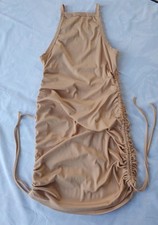 Supre Women Beige Ruched Mini and drawstring bodycon dress size M Wedding Vestido price