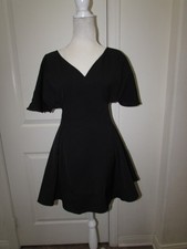Mini Vestido LATTELIER Negro Cintura Ceñida Plisado Ajuste y Acampanado Largo Corto Talla S Wedding Vestido price