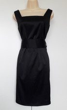 Raro Vestido Clásico Ajustado hasta la Rodilla Sin Mangas Talla 10UK Cremallera Cinturón Negro Wedding Vestido price