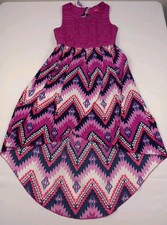 Vestido Pinky Niñas Talla 10 Alto Bajo Azteca Chevron Crochet Encaje Corpiño Corbata Espalda Wedding Vestido price