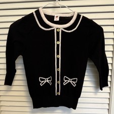 Cárdigan Suéter Total Girl Niñas Negro Blanco Lazo Botón M 8 100% Algodón Jersey y Cárdigan y Knitwear de niña price