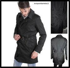Abrigo trench Chaquetón de Hombre A Doble Pecho Botonadura Negro Largo Trench Abrigo de hombre price