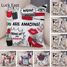 Funda de Almohada Maquillaje Moda Doble Estampado Belleza Cosmética Funda de Cojín Lápiz Labial Pillowcase price