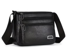Bolso Bandolera Casual Unisex de Cuero Sintético Negro Khaki, 24x19x8 cm Unisex Bandolera Bolso price