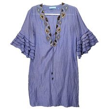 Papillon Azul Seda Caftán Mujer S Cubre Ropa Resort Playa Adornada Modest Swimwear price