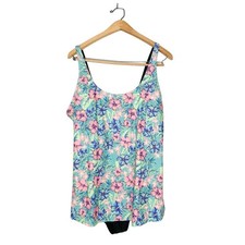 Playa Fiesta Colorido Tropical Estampado Floral Modesto Traje de Baño de Una Pieza Plus 20 Modest Swimwear price