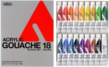 Holbein Mate & Opaco Artista Acrílico Gouache 18 Colores Set D982 12ml 0,41oz NUEVO Gouache Pintura price