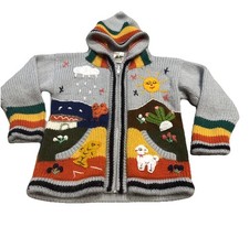 Cárdigan Hecho a Mano en Perú Cremallera Completa con Capucha Suéter de Seda de Alpaca Niño Pequeño Talla 4 Cardigans de niño price