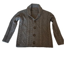 Suéter cuello chal gris, abotonable, tejido con cable, niños talla 6/7 Cardigans de niño price