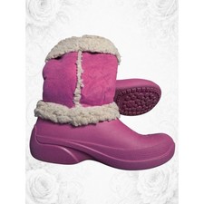 Crocs Invierno Puff Imitación Piel de Oveja Forrada Botines Rosa Para Mujer 9 Impermeables Agua Zapatos price