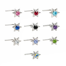Piercing coudé Sun Star Nose Stud Flower 925 Silver Gem 22G L - couleur au... Nose Stud price
