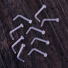 10X Clear Nose Retainer Studs L 8mm Piercing Corps Nez Stud Anneau Bijoux 20G Nose Stud price
