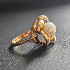 Bague rose stylisée perle centrale plaqué or vintage tendance Perle bague price
