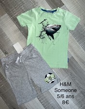 H&M Someone 5 / 6 Ans GARÇON /: T Shirt Requin + Short Jersey Gris Été Jersey garçon price