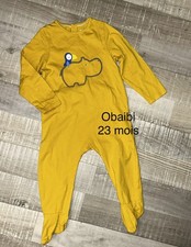 OBAIBI 23 mois garçon : PYJAMA JERSEY Coton jaune motif hippopotame TBE Jersey garçon price