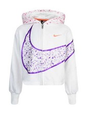 Sport Jacket Veste Petites filles Nike Blanc Splatter Hoodie Full zip Coton Jacket fille price
