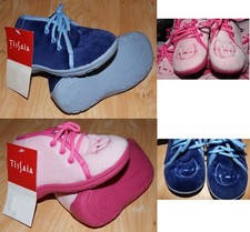 PAIRE DE PANTOUFLE CHAUSSONS VELOURS 25 / 26 / 27 GARCON FILLE BLEU / ROSE CHAT Chaussons garçon price