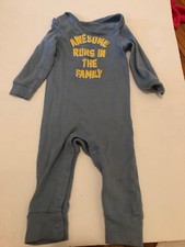 Carters 9 Months Boys Coverall “Awesome Runs In The Family” EUC Long Sleeve Bébé Overalls price