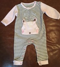 Girls BABY By Bon Bebe Deer Striped Outfit 3-6 Months Coverall Pink Grey Bébé Overalls price