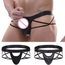Hommes Faux Cuir String sous-Vêtement Bikini G-String Culottes Sexy Taille Basse Leather vêtements homme price