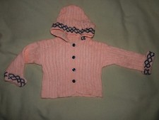 Gilet cardigan boutonné à capuche tricot rose et noir bébé fille 6-9 mois BE Bébé Cardigan price