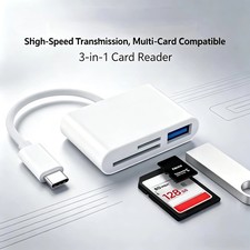 Lecteur de carte Type-C - Adaptateur USB 3-en-1 haute vitesse pour MacBook... Carte Readers price