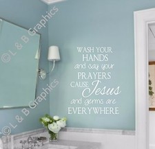 Bathroom decal-Wash your hands and say your prayers- Vinyl Wall Decal- Bathroom Toilet Sticker price