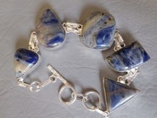 BRACELET FEMME PIERRE NATURELLE PLAQUE ARGENT 5 SODALITE BLEU BLUE  STONE Naturel Stone bracelets price