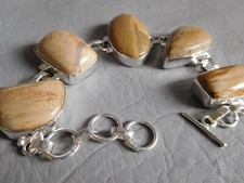BRACELET FEMME PIERRE NATURELLE PL ARGENT RECTANGLE JASPE PAYSAGE MARRON STONE Naturel Stone bracelets price